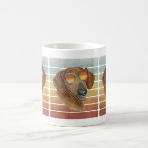 Retro Vintage Zonsondergang Rood Dachshond Moeder Koffiemok