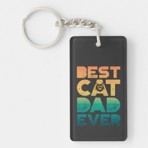 Retro Vintage Zonsondergang Vaderdag Beste Kattenv Sleutelhanger