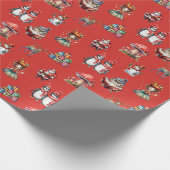 Retro Vinted Pinguïn Santa Fairy Kerstmis Cadeaupapier (Hoek)