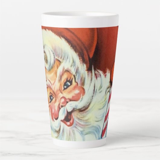 Retro vintonage Kerstman Latte Mok (Voorkant)