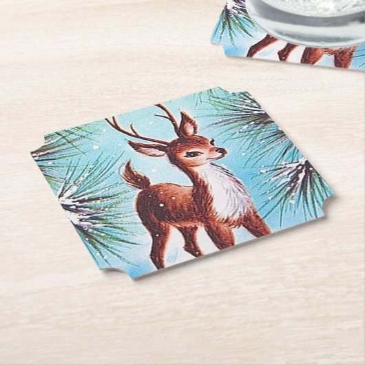 Retro vintonijnrendierrender kartonnen onderzetters (Gekanteld)