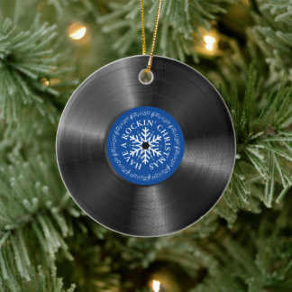 Retro Vinyl Album  Kerstmis Keramisch Ornament