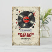 Retro vinyl birthday party invitation (Debout devant)