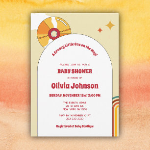 Retro Vinyl Geslachtsneutrale Babyshower Uitnodigi Save The Date