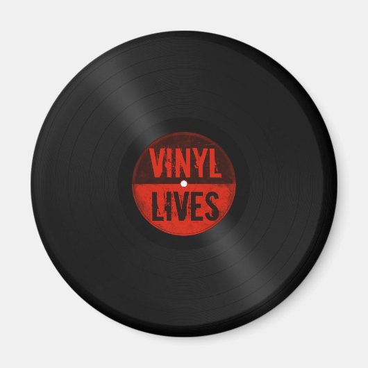 Retro Vinyl Lives Magneet (Voorkant)