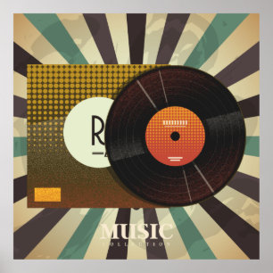 Retro Vinyl Music Collectie Poster