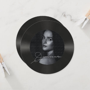 Retro vinyl opname foto Quinceanera Kaart