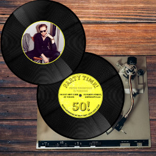 Retro vinyl plaat muziek mijlpaal verjaardag foto kaart