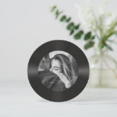 Retro vinyl plat foto bruiloft save the date (Staand voorkant)