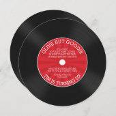 Retro vinyl plat verjaardagsfeest uitnodiging (Voorkant / Achterkant)