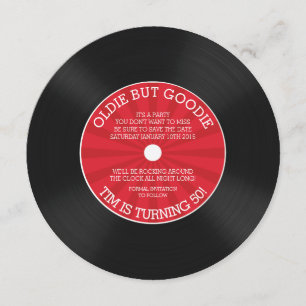 Retro vinyl plat verjaardagsfeest uitnodiging