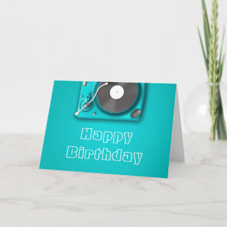 Retro vinyl platenspeler muziek liefhebber verjaar kaart