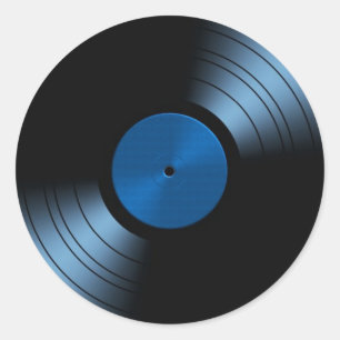 Retro Vinyl Record Album in Blue Ronde Sticker