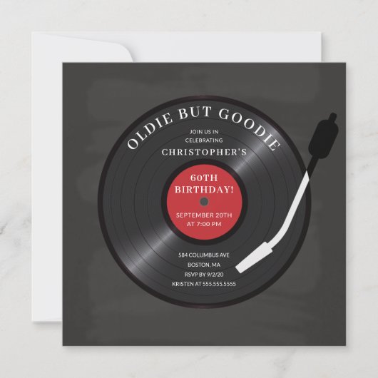 Retro Vinyl Record Anniversaire Fête Invitation (Devant)