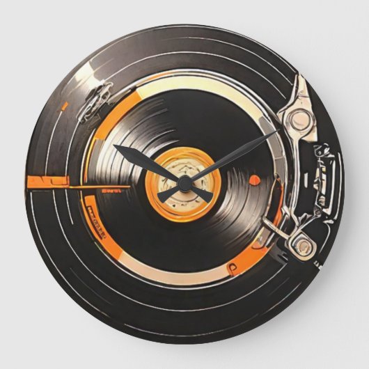 Retro Vinyl Record Art Grote Klok (Voorkant)