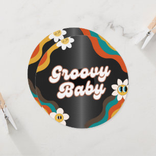 Retro vinyl record baby shower kaart