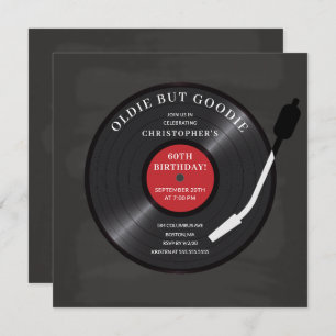 Retro Vinyl Record Birthday Party Invitation Kaart