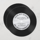 Retro Vinyl Record Birthday Party Invitation Kaart (Voorkant / Achterkant)