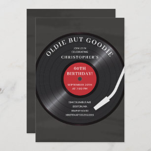 Retro Vinyl Record Birthday Party Invitation Kaart