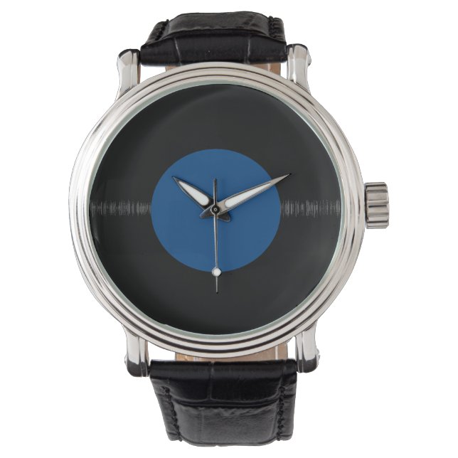  Retro Vinyl Record (blauw) Horloge (Voorkant)