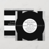 Retro Vinyl Record Chic Zilveren Huwelijksuitnodig Kaart (Voorkant / Achterkant)