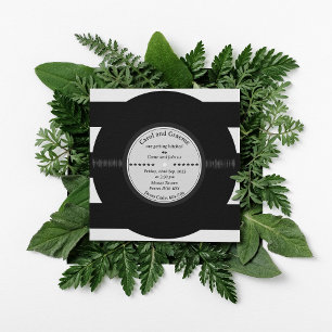 Retro Vinyl Record Elegant Chic Wedding Kaart