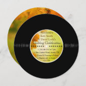 Retro Vinyl Record Fall Wedding Invites Kaart (Voorkant / Achterkant)