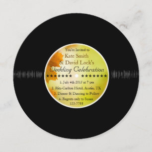 Retro Vinyl Record Fall Wedding Invites Kaart
