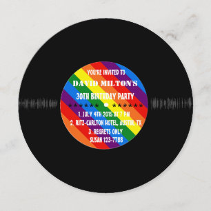 Retro vinyl Record Gay Pride Custom Party nodigt Kaart