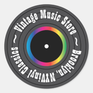 Retro Vinyl Record gepersonaliseerd Ronde Sticker