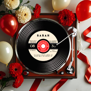 Retro Vinyl Record Invitation Anniversaire