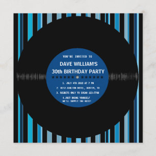 Retro Vinyl Record l Modern Birthday Party nodigt Kaart