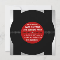 Retro Vinyl Record l Modern Birthday Party nodigt