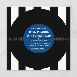 Retro Vinyl Record l Modern Birthday Party nodigt  Kaart