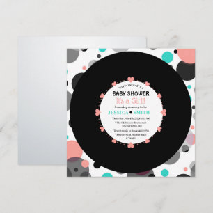 Retro Vinyl Record l Modern Chic Girl Baby shower Kaart