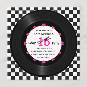 Retro Vinyl Record l Modern Sweet 16 B-dag Kaart