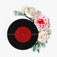 Retro Vinyl Record Moderne bruiloft uitnodigingen