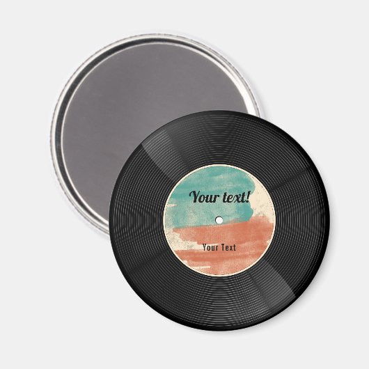 Retro Vinyl Record Music Album Magneet (Voorkant / Achterkant)