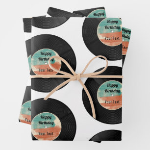 Retro Vinyl Record Music Birthday Party Inpakpapier Vel