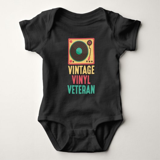Retro Vinyl Record muziek turntable techno Dj Romper (Voorkant)
