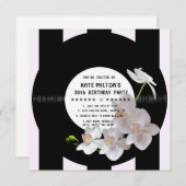 Retro Vinyl Record Orchidées modernes Invitations (Devant / Derrière)