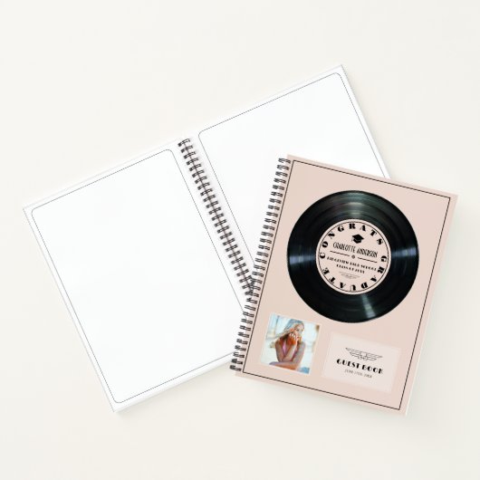 Retro Vinyl Record Pink Graduation Livre d'invité (Intérieur)