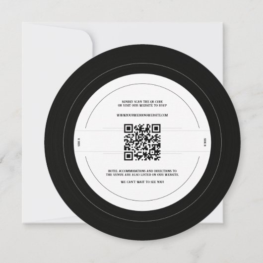  Retro Vinyl Record QR Weddenschap Kaart (Achterkant)