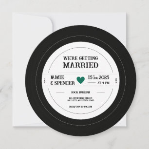 Retro Vinyl Record QR Weddenschap Kaart