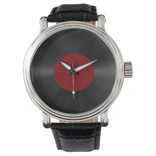  Retro Vinyl Record (rood) Horloge
