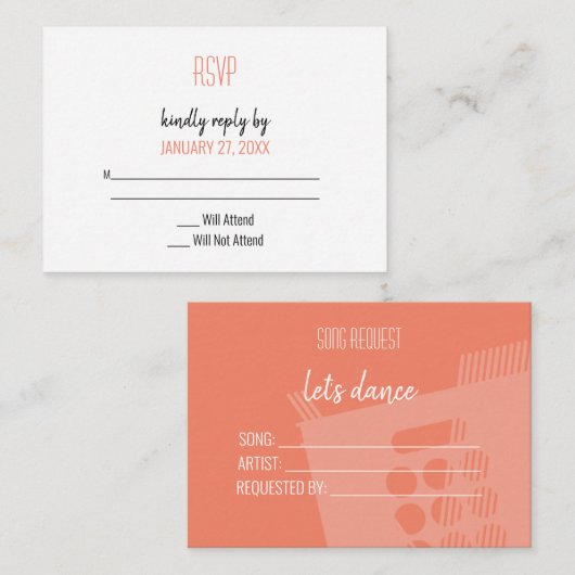 Retro Vinyl Record RSVP Informatiekaartje (Voorkant / Achterkant)