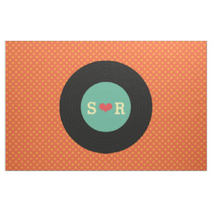Retro Vinyl Record Trouwvlag Stof