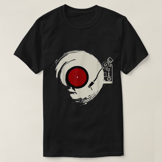 Retro Vinyl Record Turntable Design T-shirt (Design voorkant)