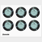 Retro Vinyl Record Turquoise Afstuderen Ronde Sticker (Vel)