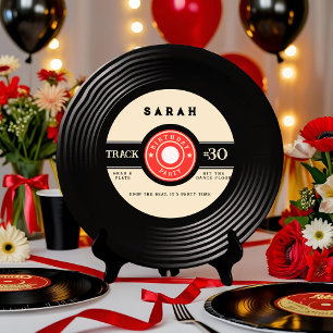 Retro Vinyl Record Verjaardagspapier Bord